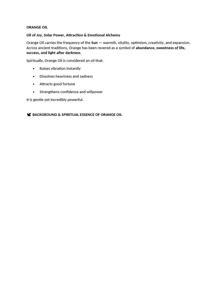 Orange Oil | PDF | Orange (Fruit)