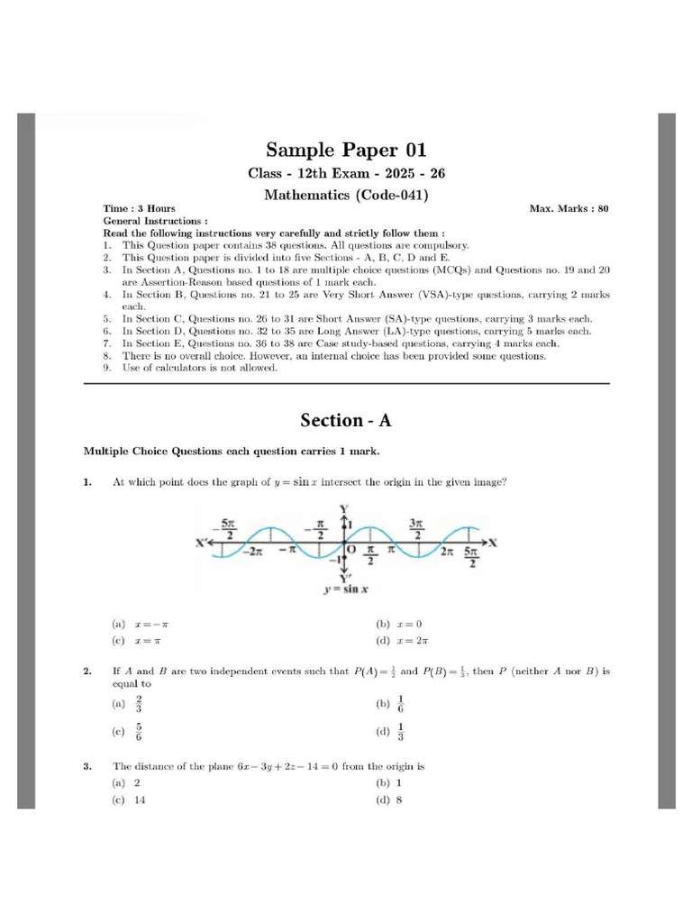 Maths Test (Boards) (2) - Removed | PDF