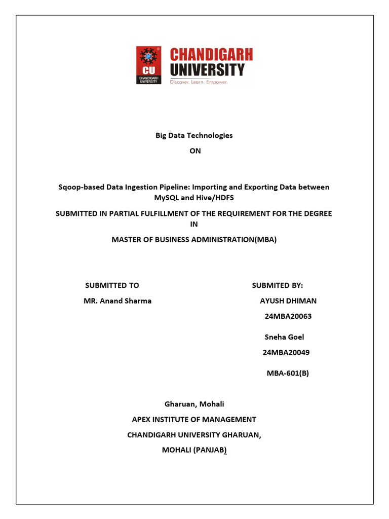 Big Data Technologies Mini Project | PDF | Databases | My Sql