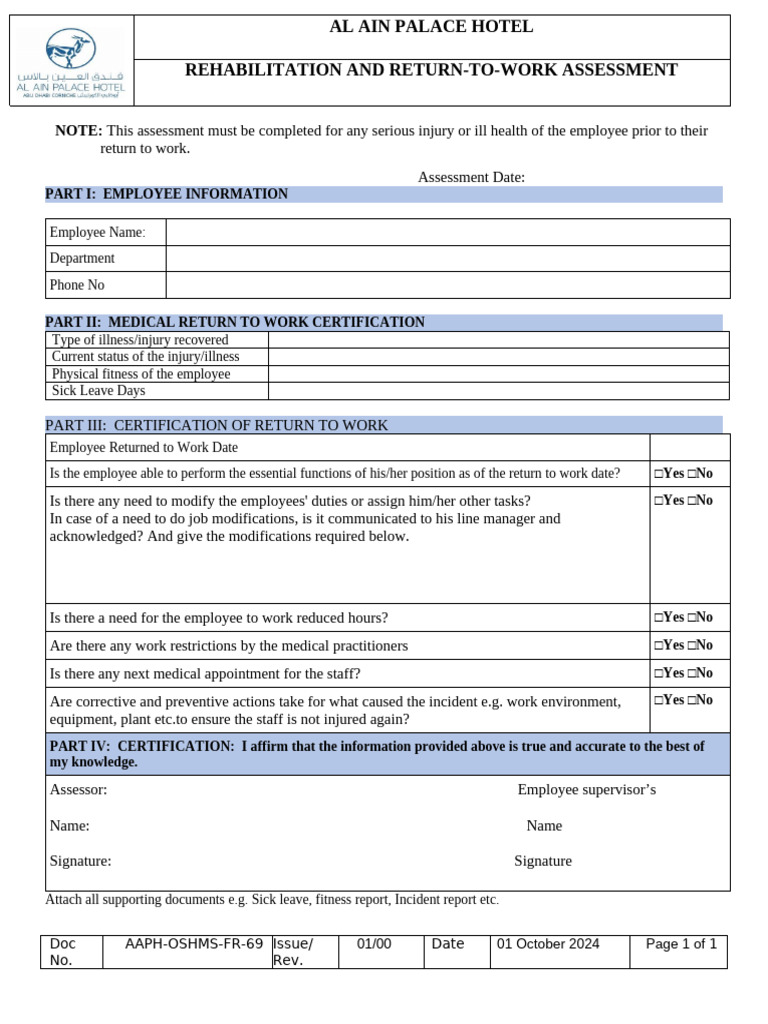 Rehabilitation and Return-To-work Form (1) | PDF