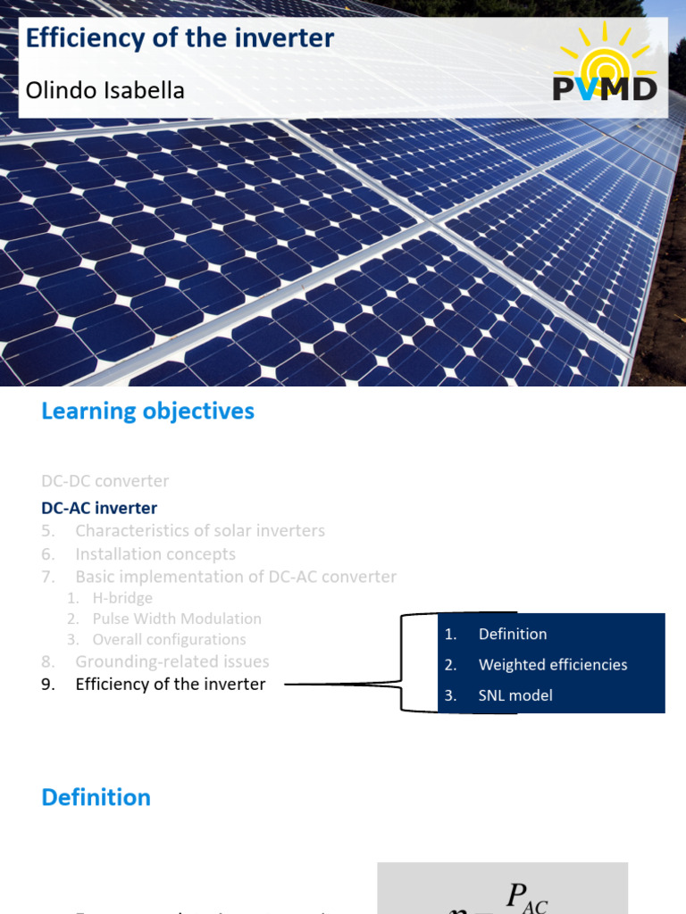 PV3x 2018 Week 5 5-9 Efficiency of The Inverter-Slides | PDF | Power ...