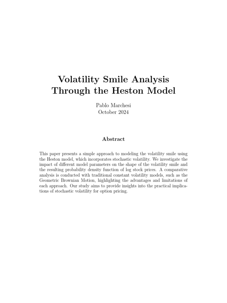 Heston Model and Volatility Smile 1764223390 | PDF | Volatility ...