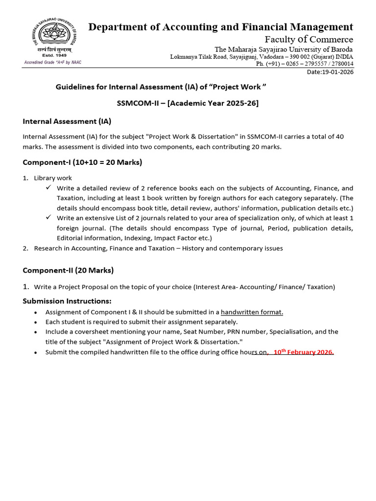 Assignment - Project Work 2025-26 | PDF