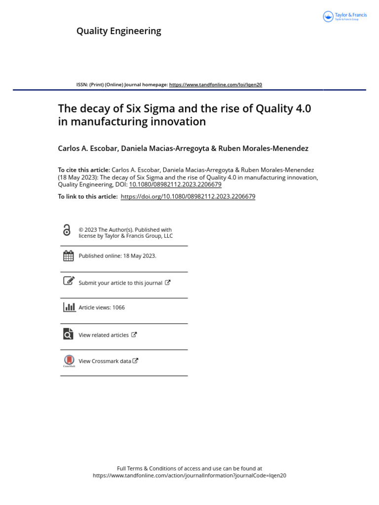 The Decay of Six Sigma and The Rise of Quality 4.0 in Manufacturing ...