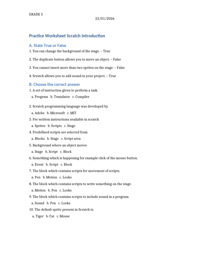 Practice Worksheet Grade 5 | PDF
