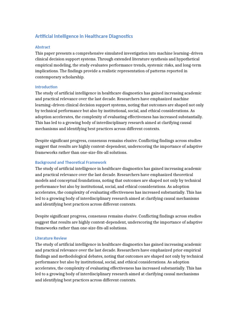 Artificial Intelligence in Healthcare Diagnostics | PDF | Artificial ...
