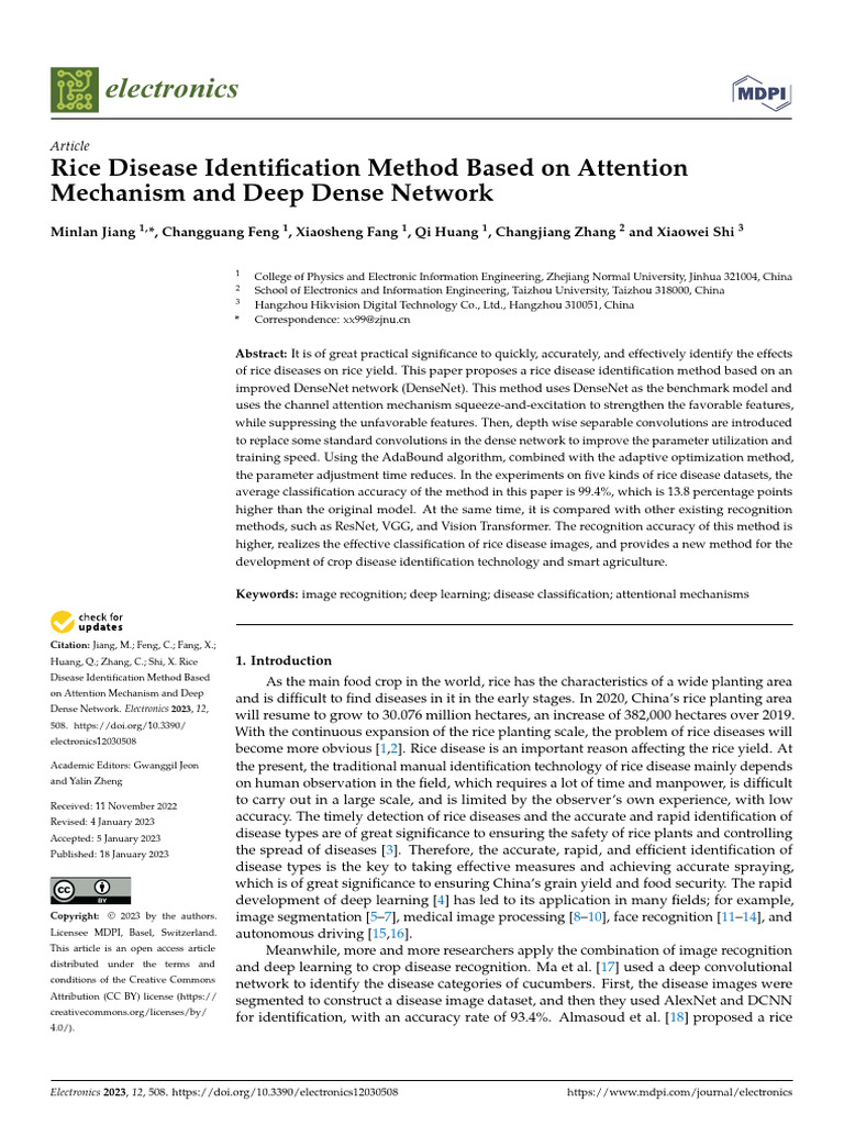 2023-Rice Disease Identification Method Based On Attention | PDF ...