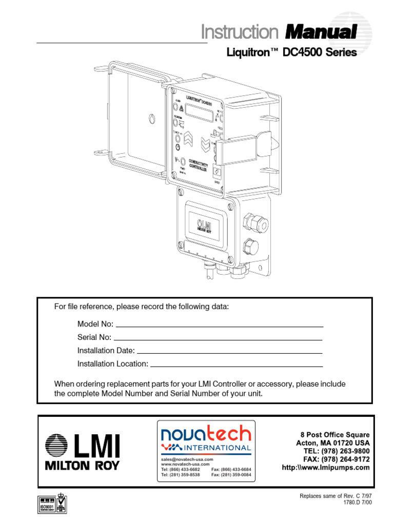 LMI Liquitron DC4500 Series Conductivity Controller Manual | PDF ...