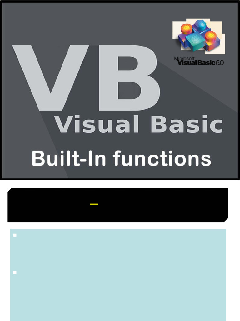 4Q Lesson - VB Built-In Function LMS | PDF | String (Computer Science ...