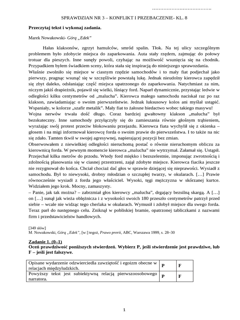 Sprawdzian NR 3 KL 8 24 | PDF