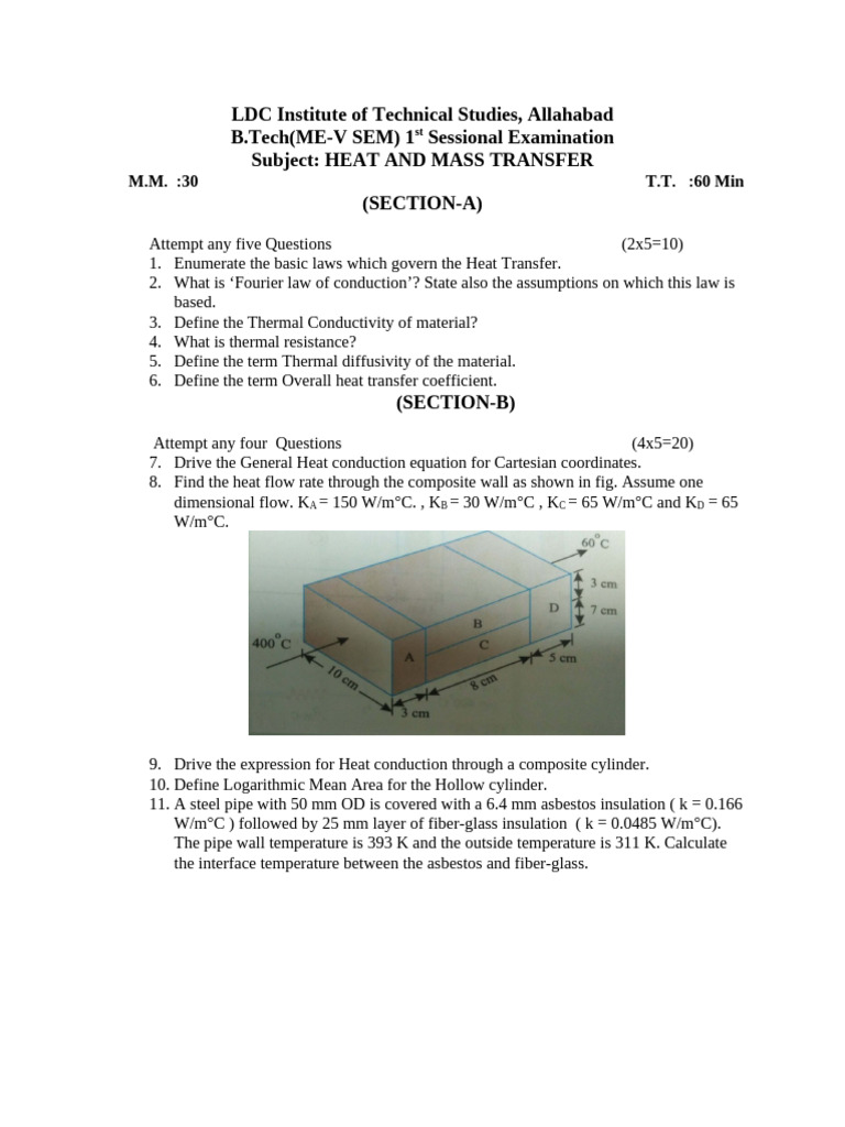 HMT Paper 2020 1st Sessional | PDF