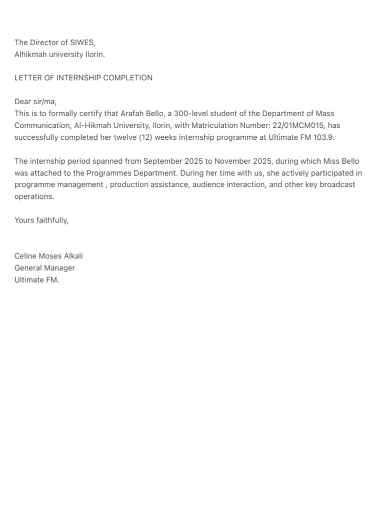 Completion Letter | PDF