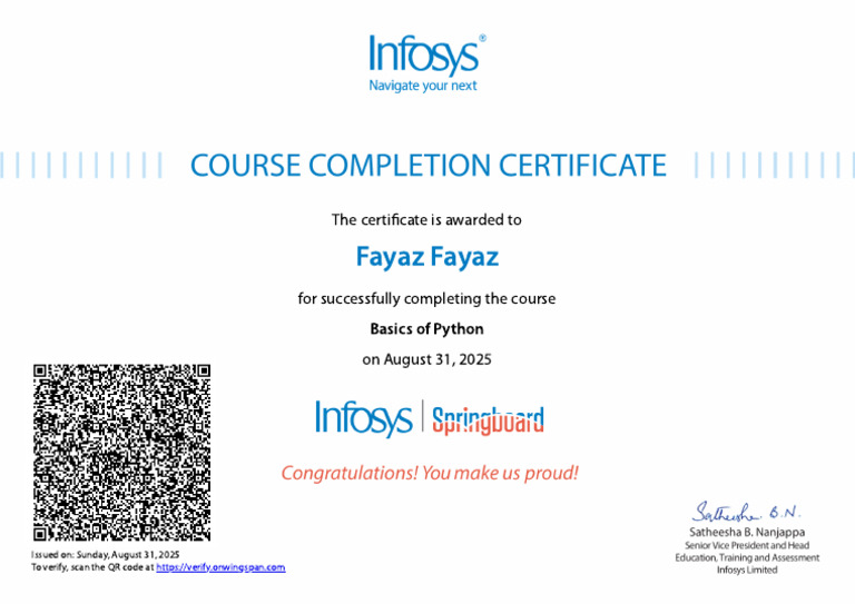 Fayaz Fayaz: The Certificate Is Awarded To | PDF
