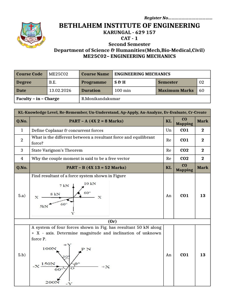 Civil Cat 1 2026 Q em | PDF | Force | Mechanics