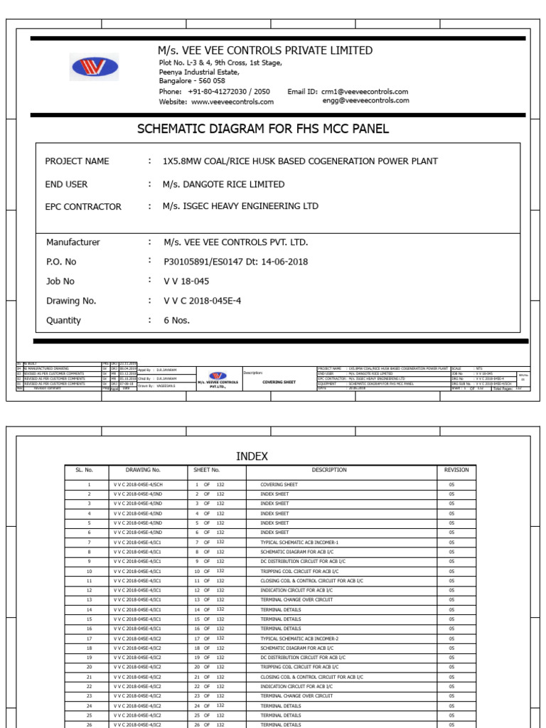 Schematic Drawing - FHS MCC Panel | PDF