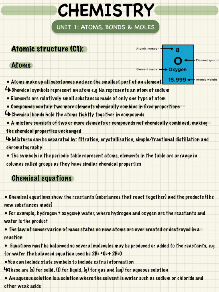 C1 Notes | PDF | Chemical Bond | Chemical Compounds