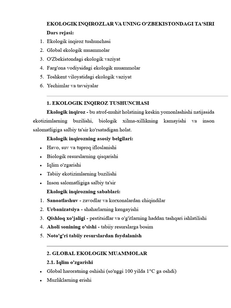 Ekologik Inqiroz | PDF