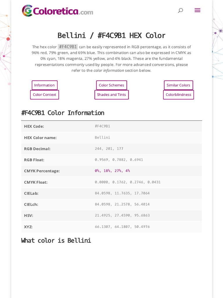 Bellini - #F4C9B1 HEX Color | PDF | Graphic Design | Computer Graphics