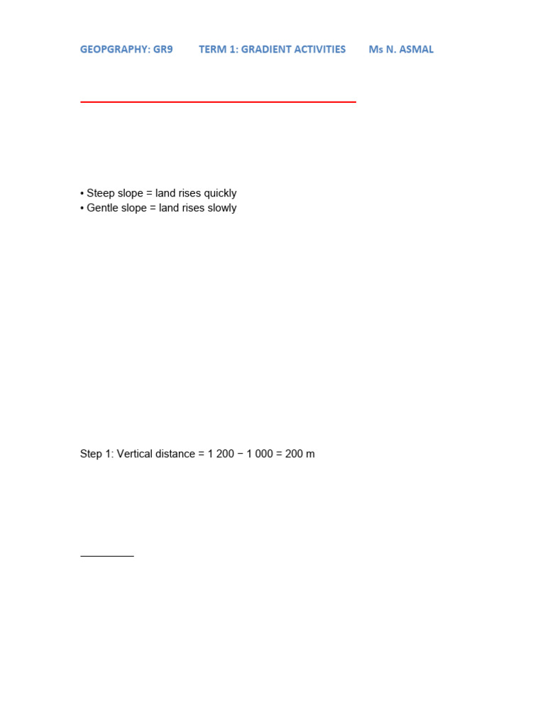 GR9 Term 1 - Gradient Activities | PDF | Slope | Contour Line