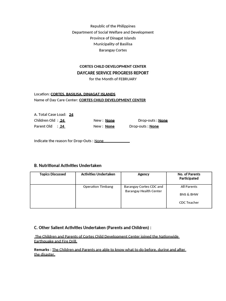 CDC Progressice Report | PDF