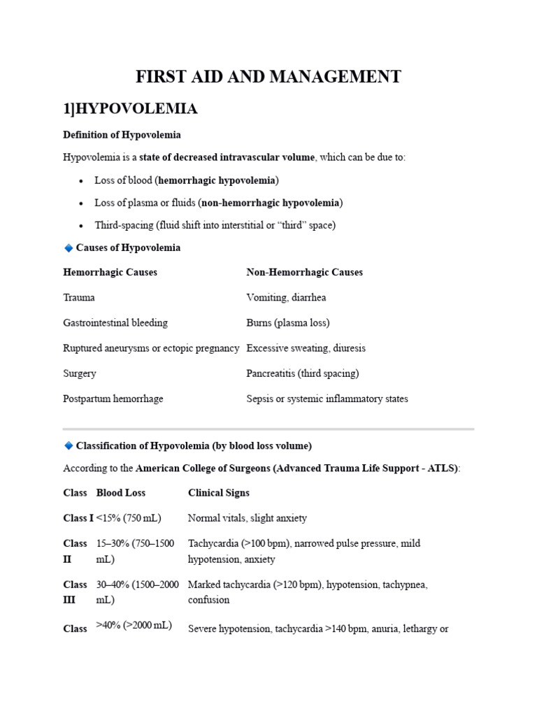 Copy-FIRST AID AND MANAGEMENT. | PDF | Shock (Circulatory) | Bleeding