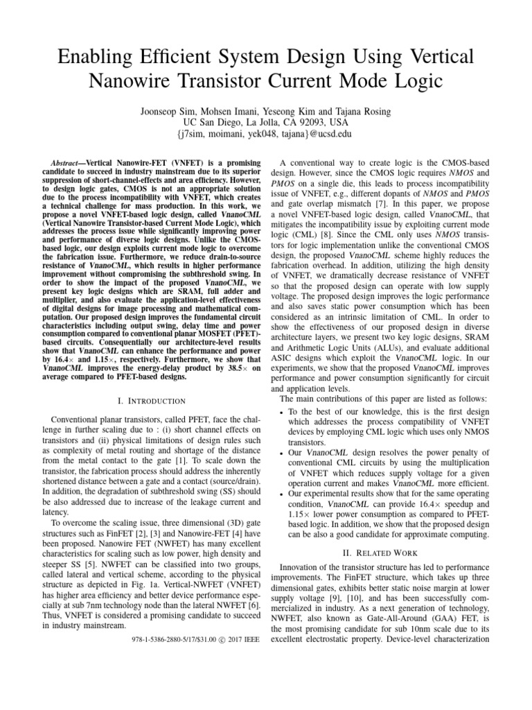 Enabling Efficient System Design Using V | PDF | Cmos | Field Effect ...