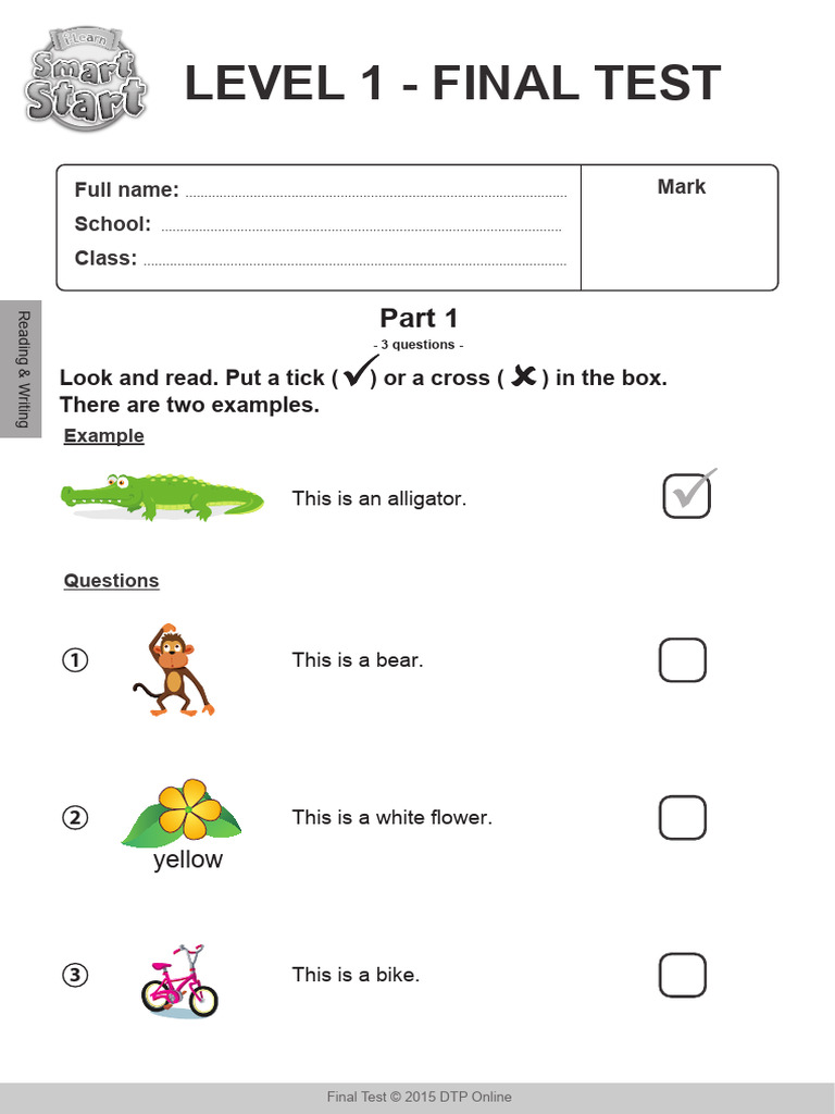 SS Level 1 Final - Reading & Writing - Ma | PDF