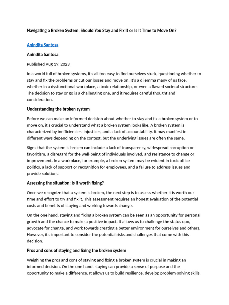 Navigating A Broken System | PDF | Well Being | Decision Making