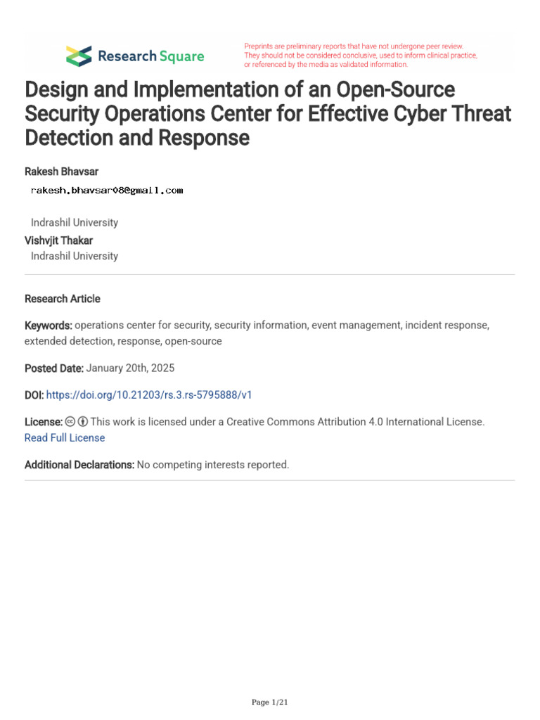 Design and Implementation of An Open-Source Securi | PDF | Computer ...