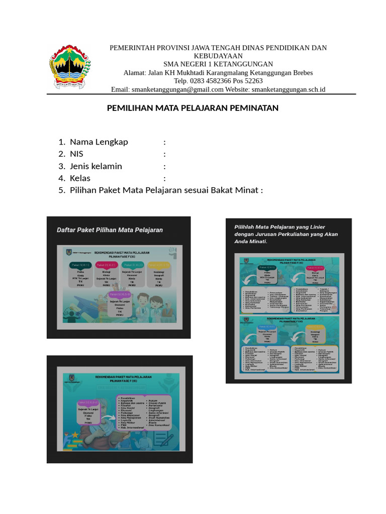 Format Mapel Pilihan | PDF