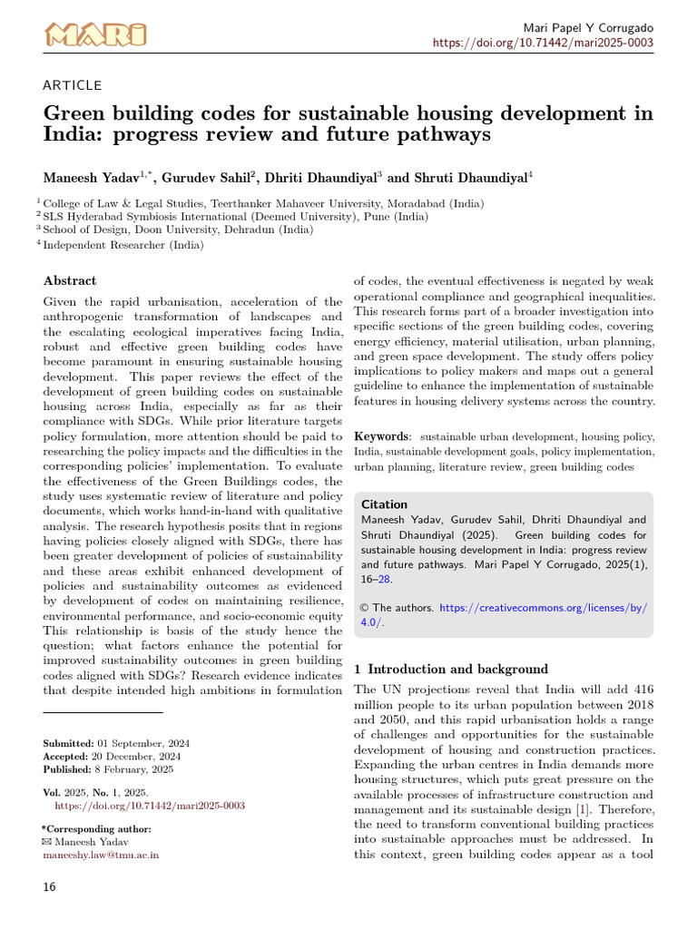 Green Building Codes For Sustainable Housing Development in India ...
