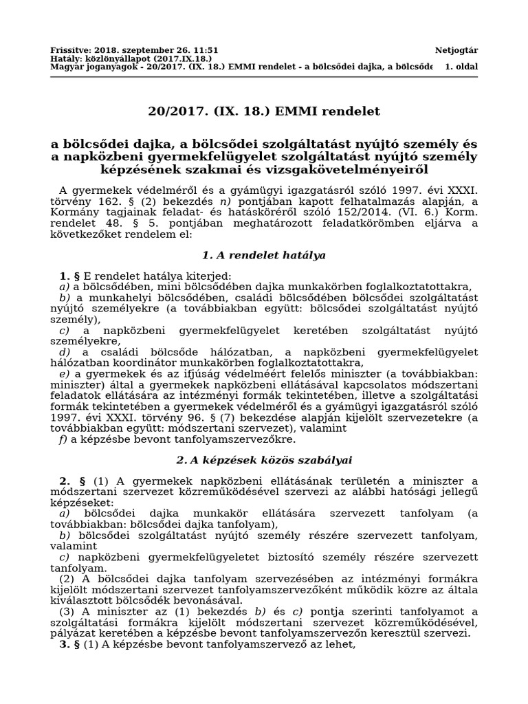 20 - 2017. (IX. 18.) EMMI Rendelet | PDF