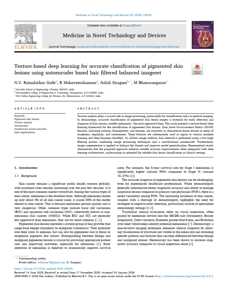 Texture Based Deep Learning For Accurate Classification 2026 Medicine ...