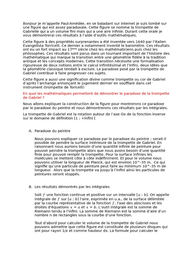 Grand Oral Maths PA | PDF | Zone | Intégral