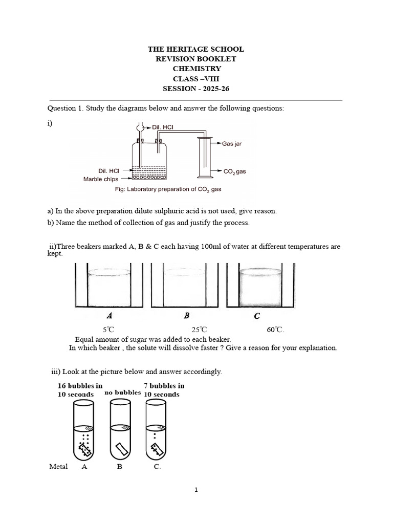 Chemistry - Revision Booklet 2025-26 | PDF | Hydrogen | Carbon