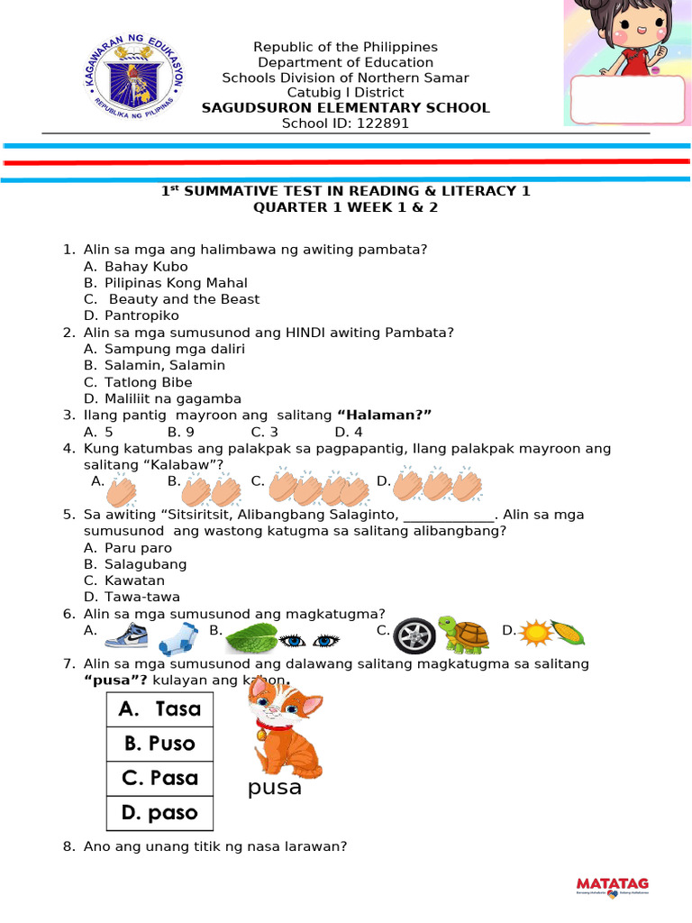 q1 Summative Week 1-2 R&L - 1 | PDF