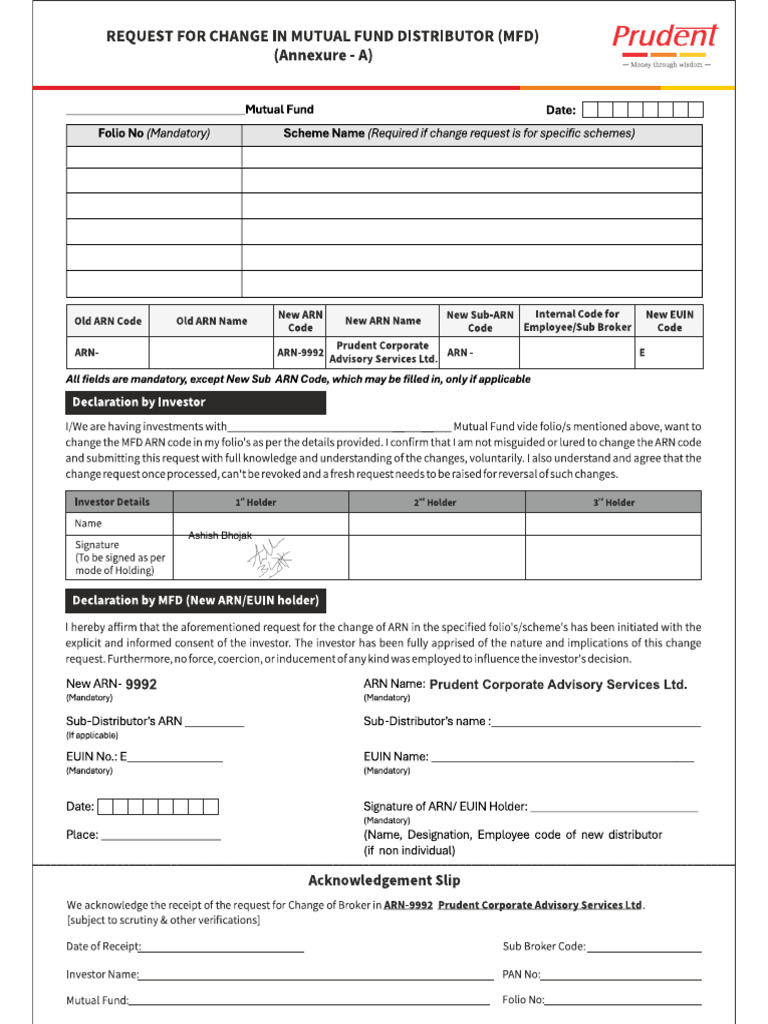 Request For Change in ARN Distributor-Aug2025 | PDF