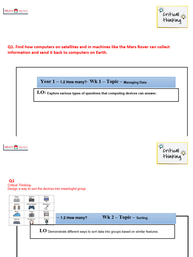 Year 1 Term 2 - Critical Thinking Questions | PDF