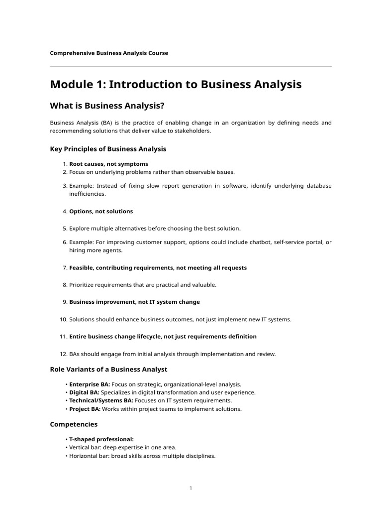 Business Analysis Course | PDF | Business Analysis | Agile Software ...