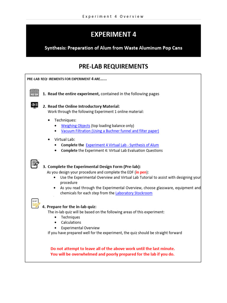 Experiment 4 Overview 2025W | PDF | Aluminium | Solubility