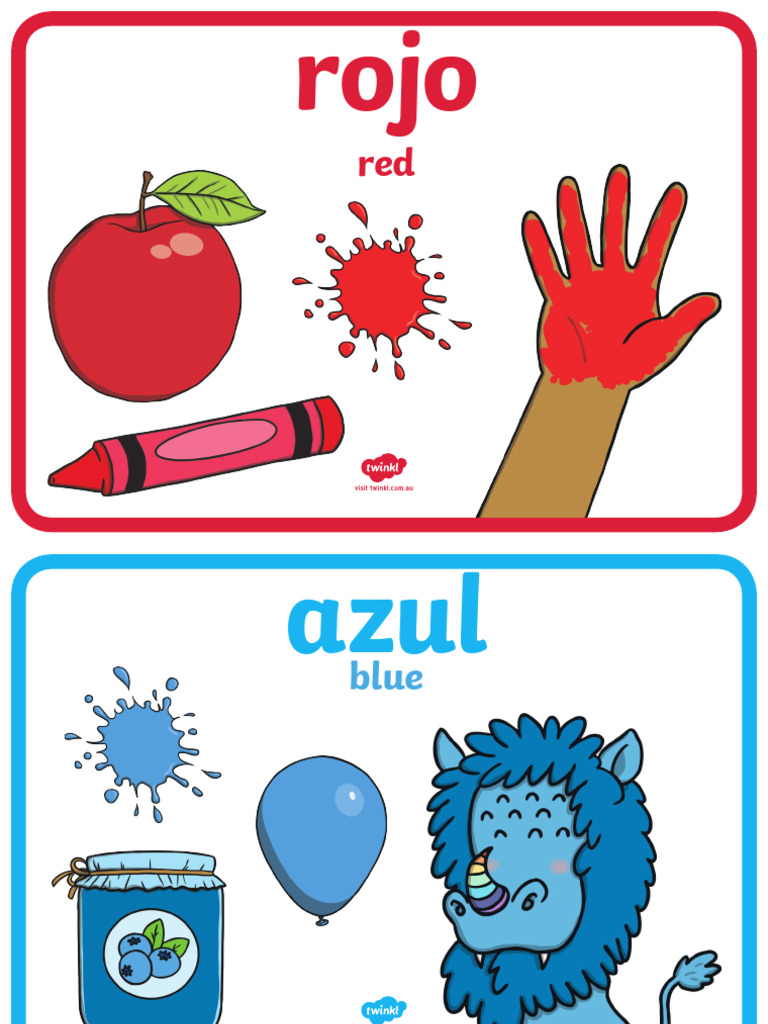 Au Es T 01 Colours in Spanish Display Posters Spanishenglish | PDF