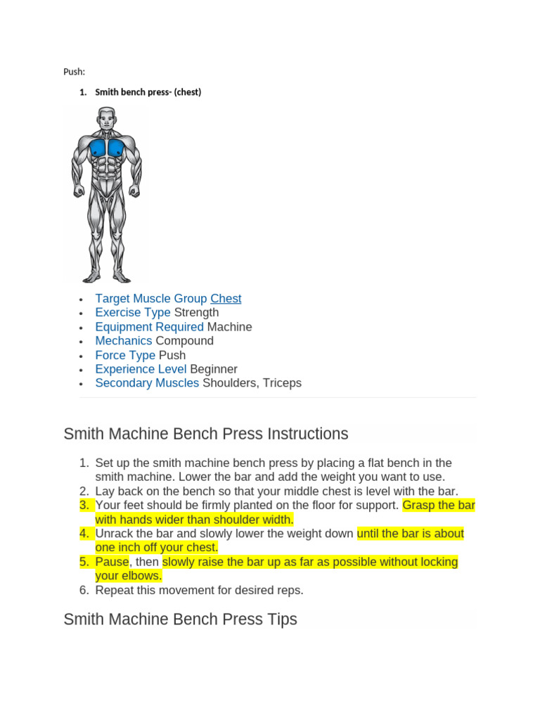 Each Workout and The Corresponding Muscle | PDF