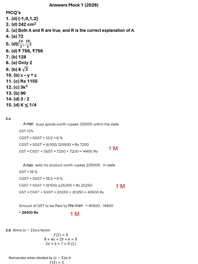 Marking Scheme Mock 12026 | PDF | Chess Theory