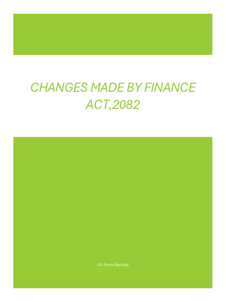 Changes Made by Finance Act, 2082 | PDF | Alcoholic Beverages | Pension ...