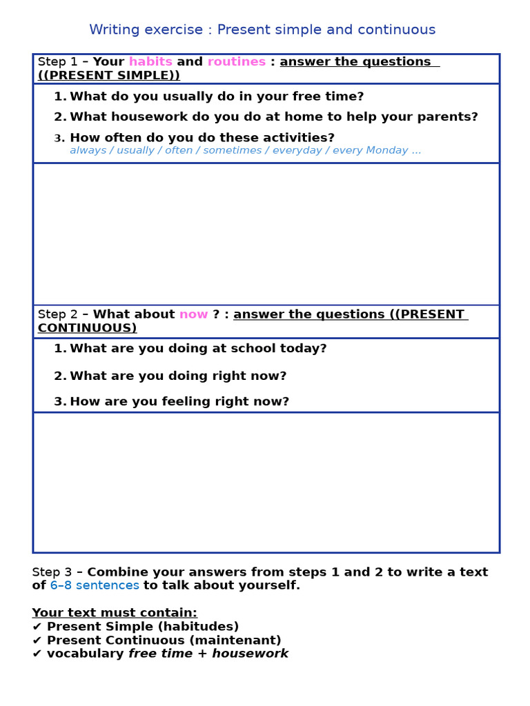 Writing Present Simple Continuous | PDF