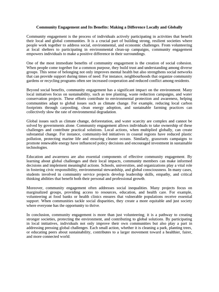 Reading Community Engagement | PDF | Sustainability | Climate Change
