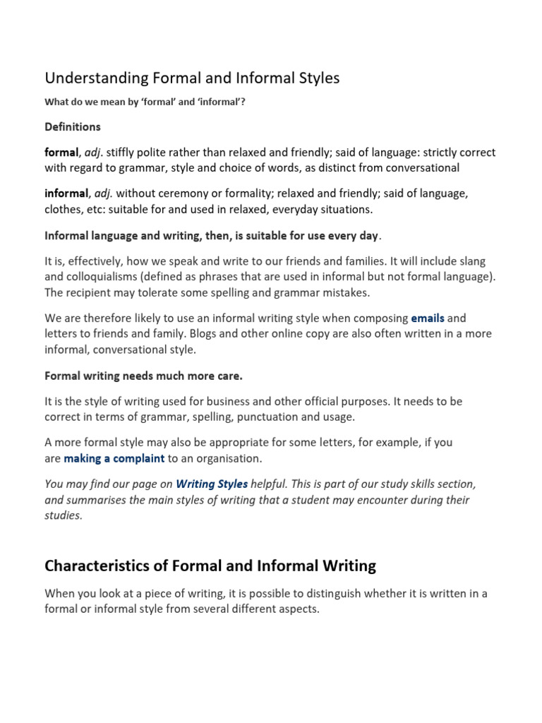 Understanding Formal and Informal Styles | PDF | Ellipsis | Speech