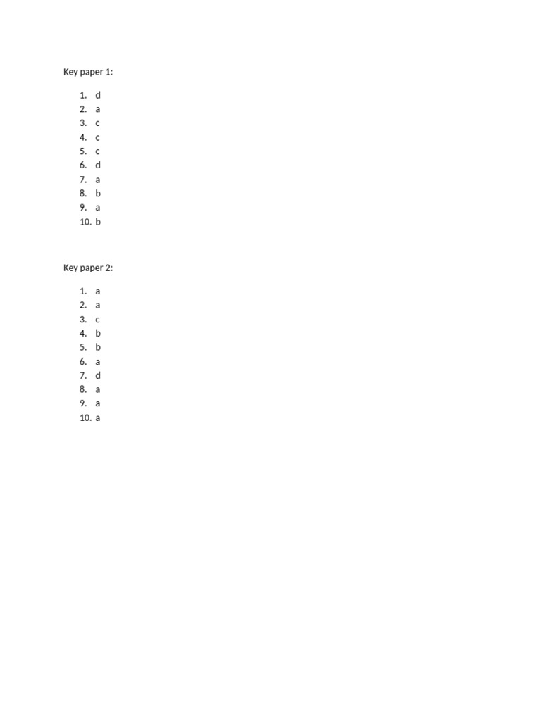 Key 1 & 2 | PDF