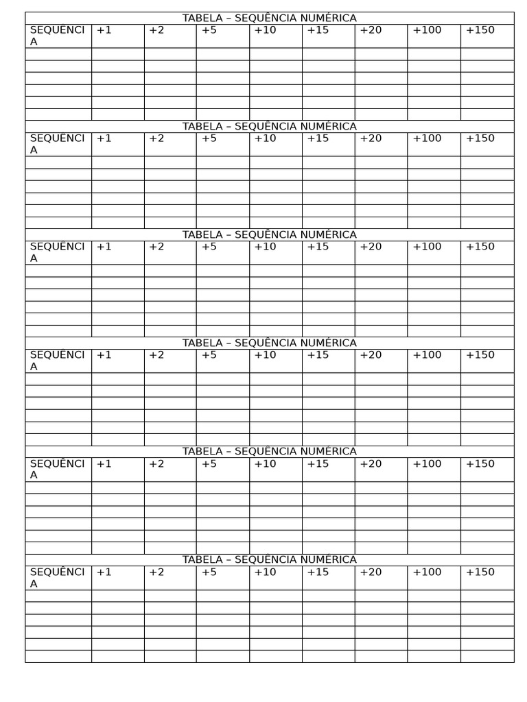 Tabela Sequencia Numerica | PDF
