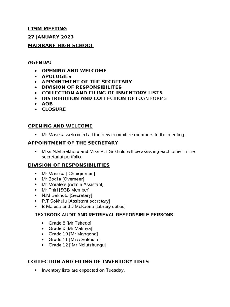 LTSM Meeting | PDF